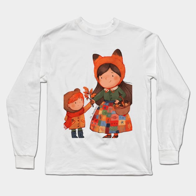Autumn Patchwork girl Long Sleeve T-Shirt by LeFacciotte